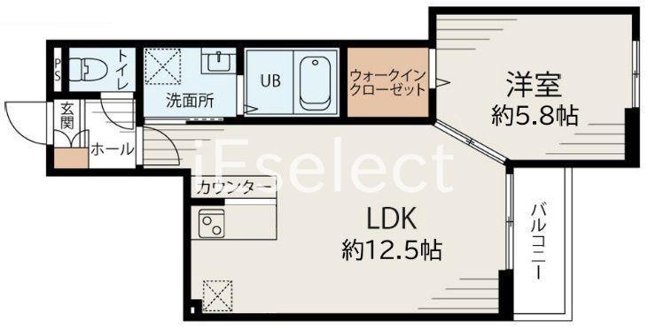 LIT上志津(1LDK/3階)の間取り写真