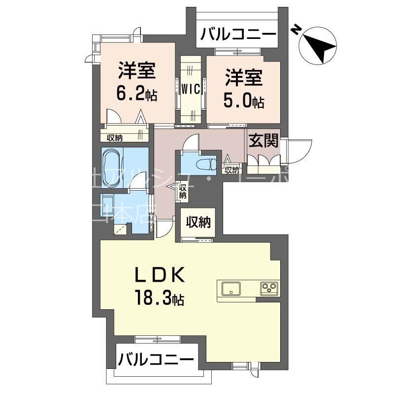 サクラ ステージ(2LDK/3階)の間取り写真