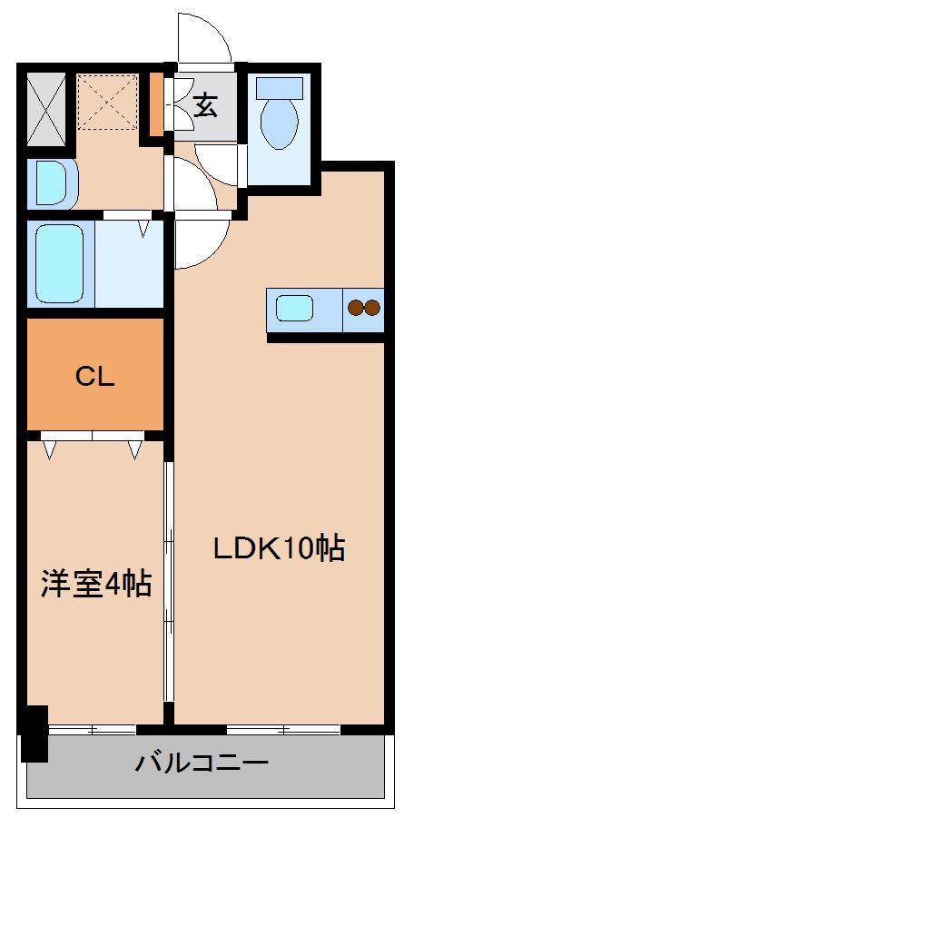 ローゼンコート禄屋(1LDK/12階)の間取り写真