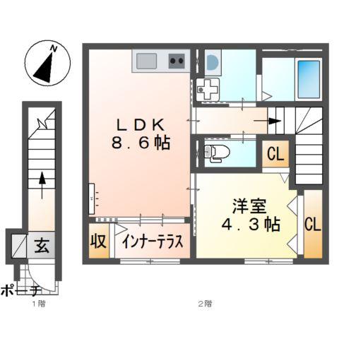 スターテラスII中野東(1LDK/2階)の間取り写真