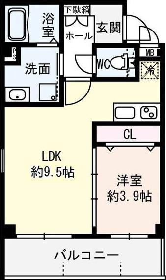クレールメゾン向丘(1LDK/2階)の間取り写真