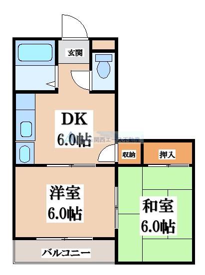 トトロハイツ(2DK/4階)の間取り写真