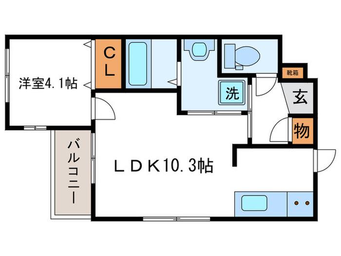 カサベルデ桂川(1LDK/2階)の間取り写真