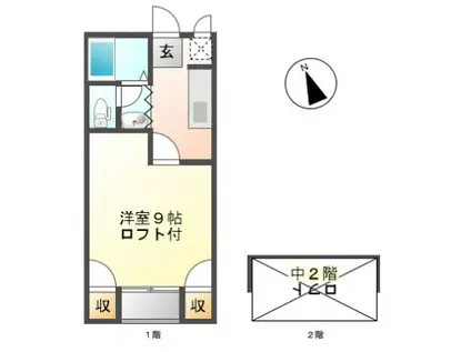 第3 飯茂ハウス(1K/1階)の間取り写真