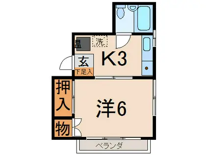 西口朝日マンション(1K/4階)の間取り写真