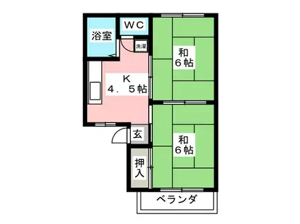 アトゥレうずら(2K/2階)の間取り写真