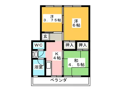 櫛田マンション(3K/3階)の間取り写真