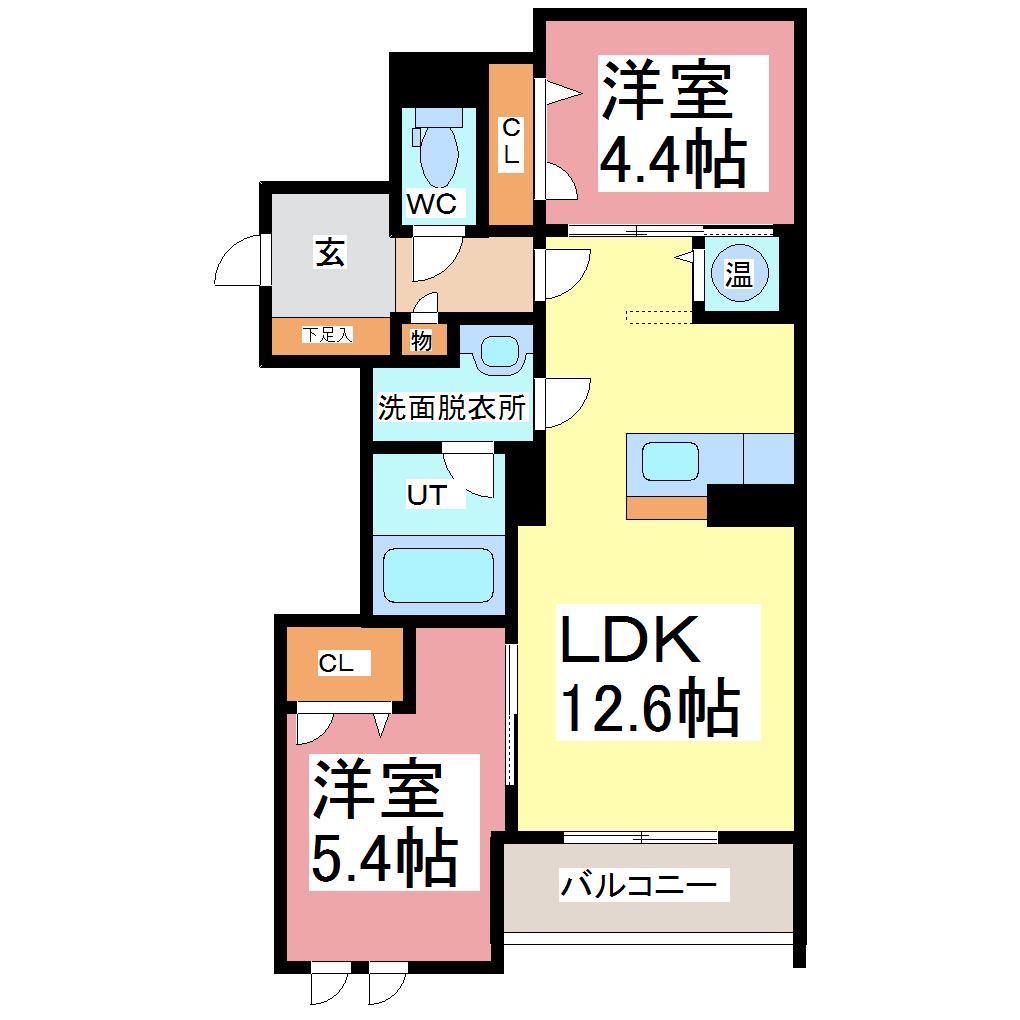 アズール ソウ(2LDK/2階)の間取り写真