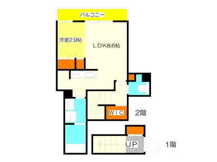 ラプティートヴィラ神楽坂(1LDK/2階)の間取り写真