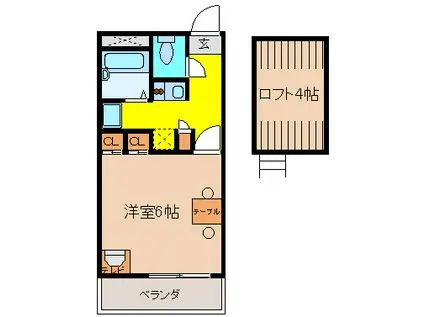 MIYASHIROII(1K/4階)の間取り写真