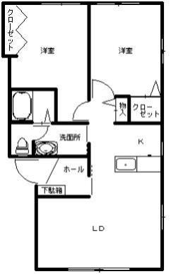 ビーシラトン(2LDK/1階)の間取り写真