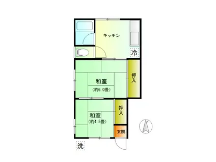 Kハイツ(2K/1階)の間取り写真