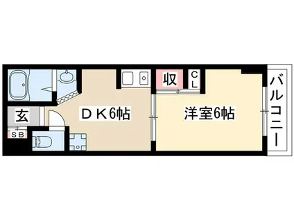 第五名昭ビル(1DK/5階)の間取り写真