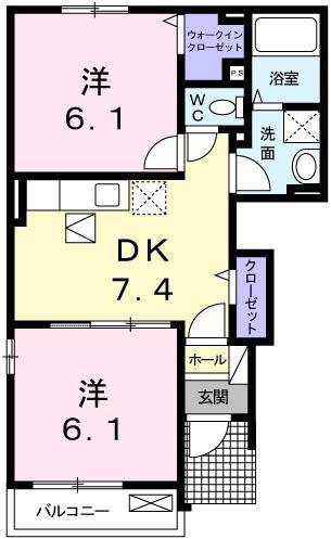 シュティル・ブリーゼ(2DK/1階)の間取り写真