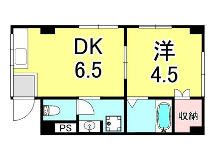赤浦マンション(1DK/2階)の間取り写真
