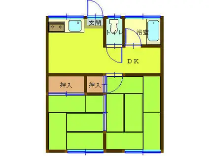 第二枝国コーポラス(2DK/1階)の間取り写真
