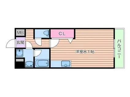 アーデン江坂II(ワンルーム/1階)の間取り写真