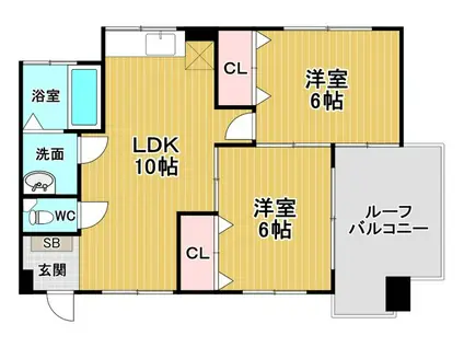 ウェルサイド新日本(2LDK/2階)の間取り写真