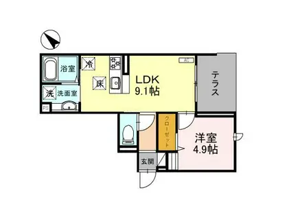D-RESIDENCE東田町(1LDK/1階)の間取り写真