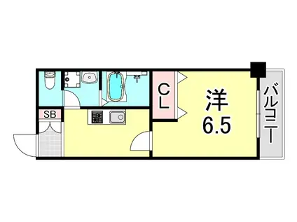 マリス神戸(1K/2階)の間取り写真