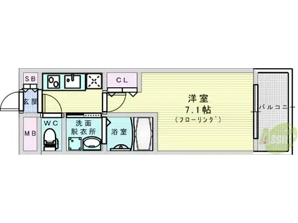 AILE上新庄(1K/2階)の間取り写真