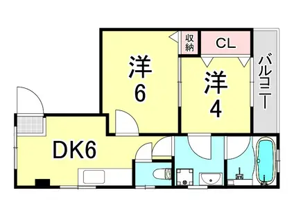 松岡第2ビル(2DK/4階)の間取り写真