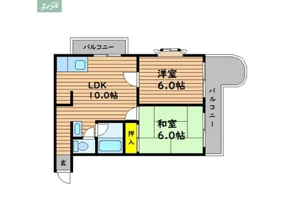 三貴ビル(2LDK/3階)の間取り写真