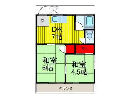 野菊荘(2DK/2階)の間取り写真