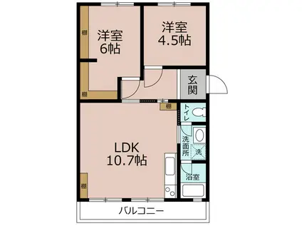 パビリオン菫台 A棟(2LDK/4階)の間取り写真