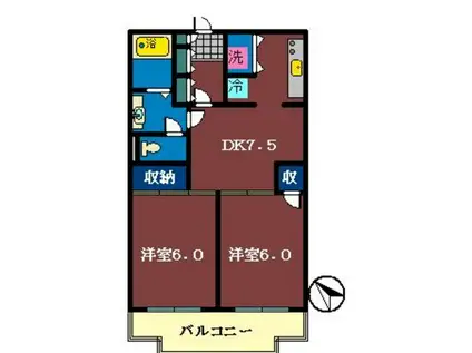 シティビレッジ三咲(2DK/1階)の間取り写真