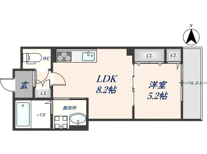 クリエオーレ菱江IV(1LDK/3階)の間取り写真