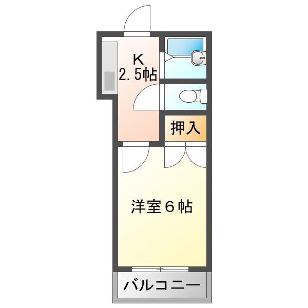 エクセレント安田D館(1K/2階)の間取り写真
