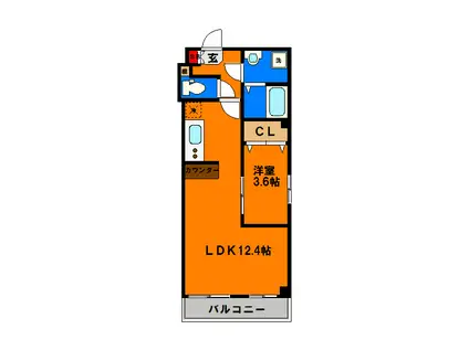 シンシア三番館(1LDK/2階)の間取り写真