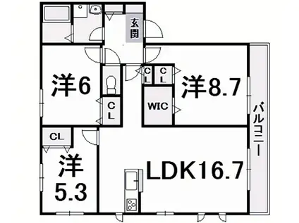 ハイムさくら夙川(3LDK/2階)の間取り写真