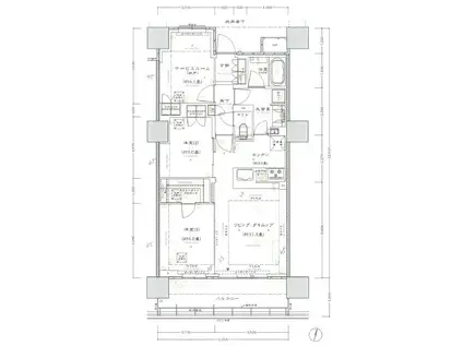 OMIYA SKY&SQUARE THE TOWER(3LDK/24階)の間取り写真