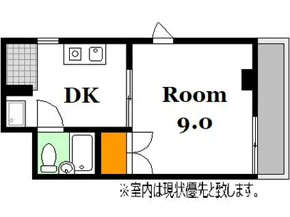 グレース中広通マンション(1K/3階)の間取り写真
