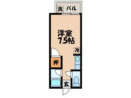 ホワイトハウス西山(ワンルーム/1階)の間取り写真