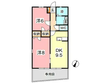 イエンビュ沖B(2DK/1階)の間取り写真
