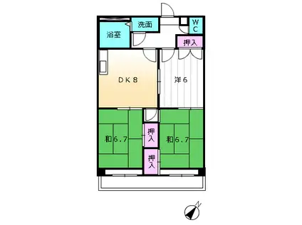 サンロードM(3DK/3階)の間取り写真