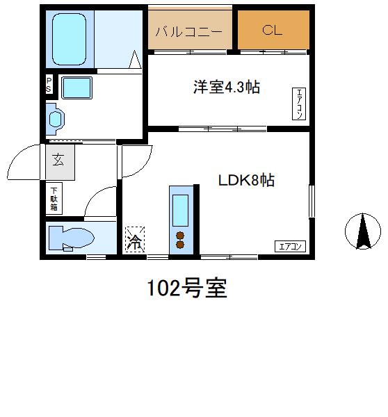 リーフハイム(1LDK/1階)の間取り写真