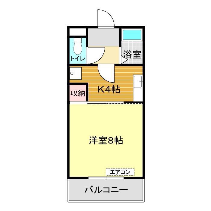 サンビレッジⅡ(1K/4階)の間取り写真