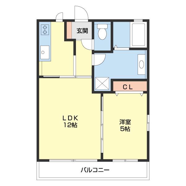 ビルロート(1LDK/1階)の間取り写真