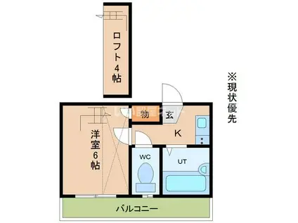 バンビーナ萩原(1K/1階)の間取り写真