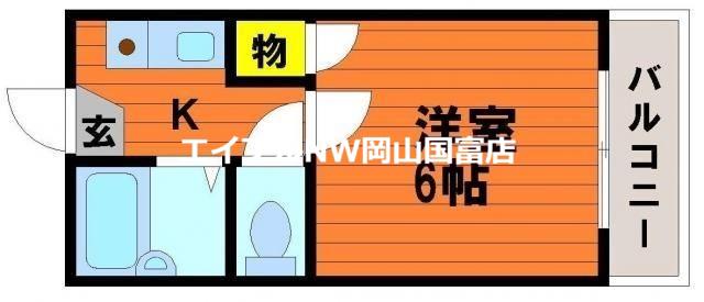 BRUNO原尾島(1K/2階)の間取り写真