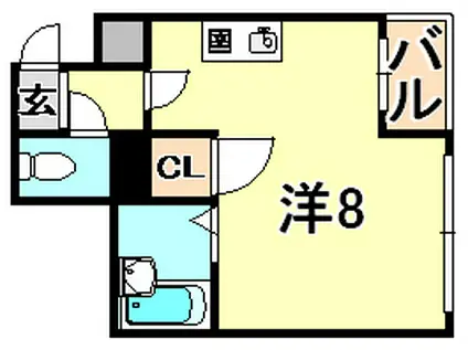 平野エスペランス(ワンルーム/2階)の間取り写真