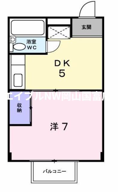シティハイツ朝間B(1DK/2階)の間取り写真