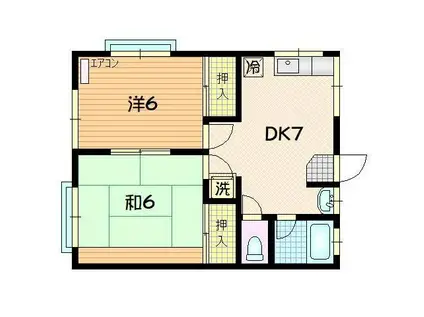 マルベリーガーデン(2DK/2階)の間取り写真