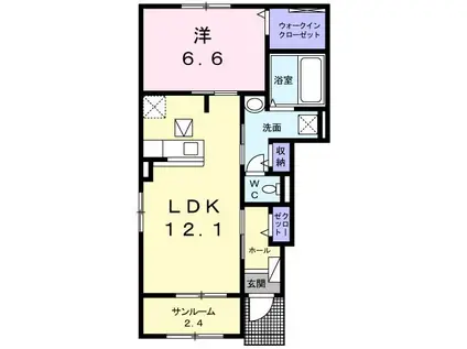 グレイス C(1LDK/1階)の間取り写真