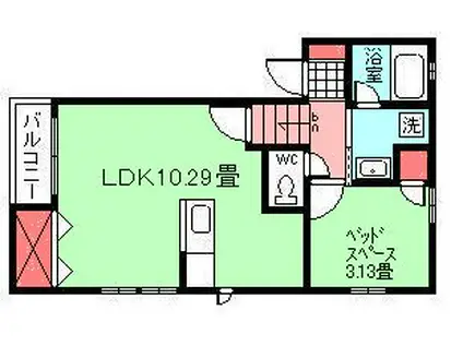 MONO CUBE(1LDK/1階)の間取り写真