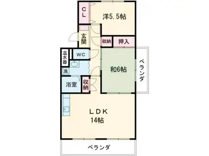ファミール97(2LDK/1階)の間取り写真